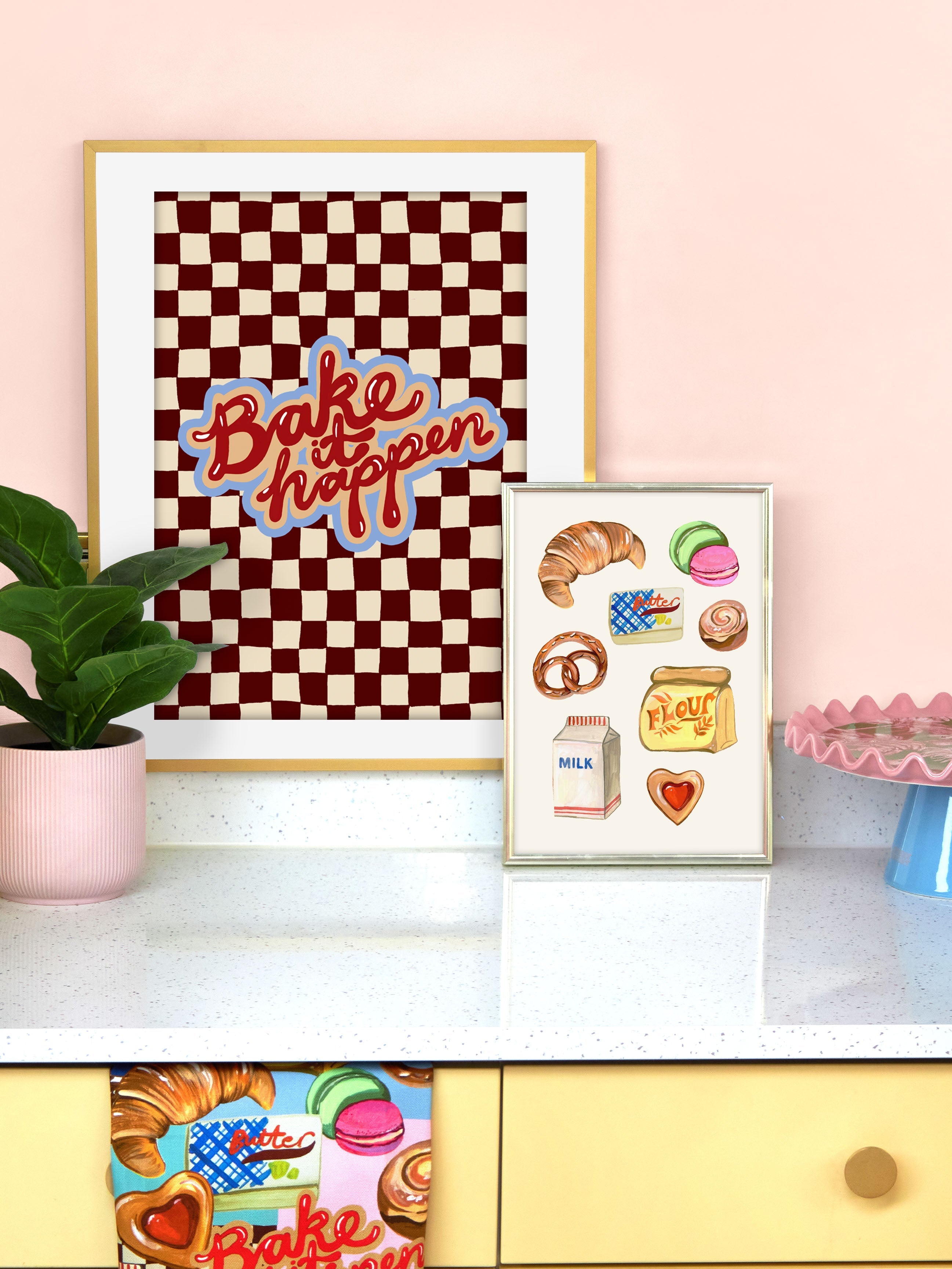 Bake It Happen Checkerboard Print