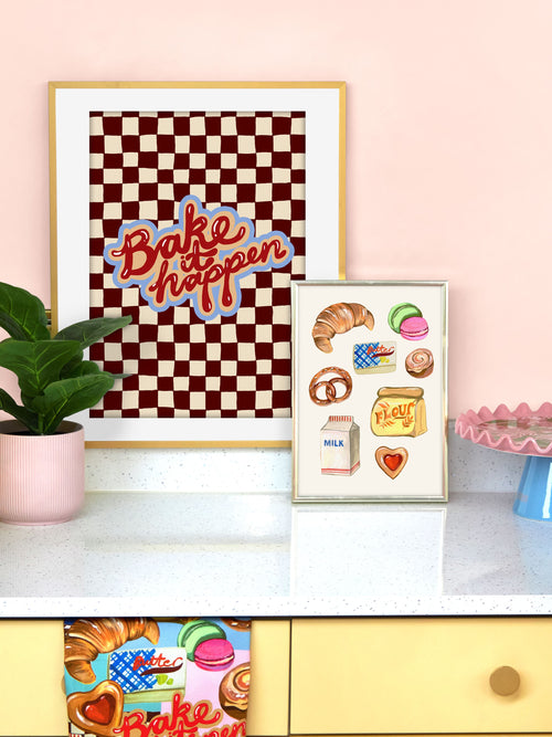 Bake It Happen Checkerboard Print