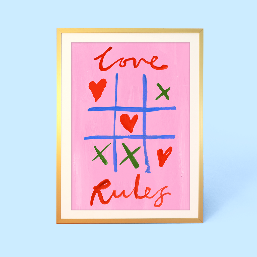 Love Rules Hearts & Crosses Print