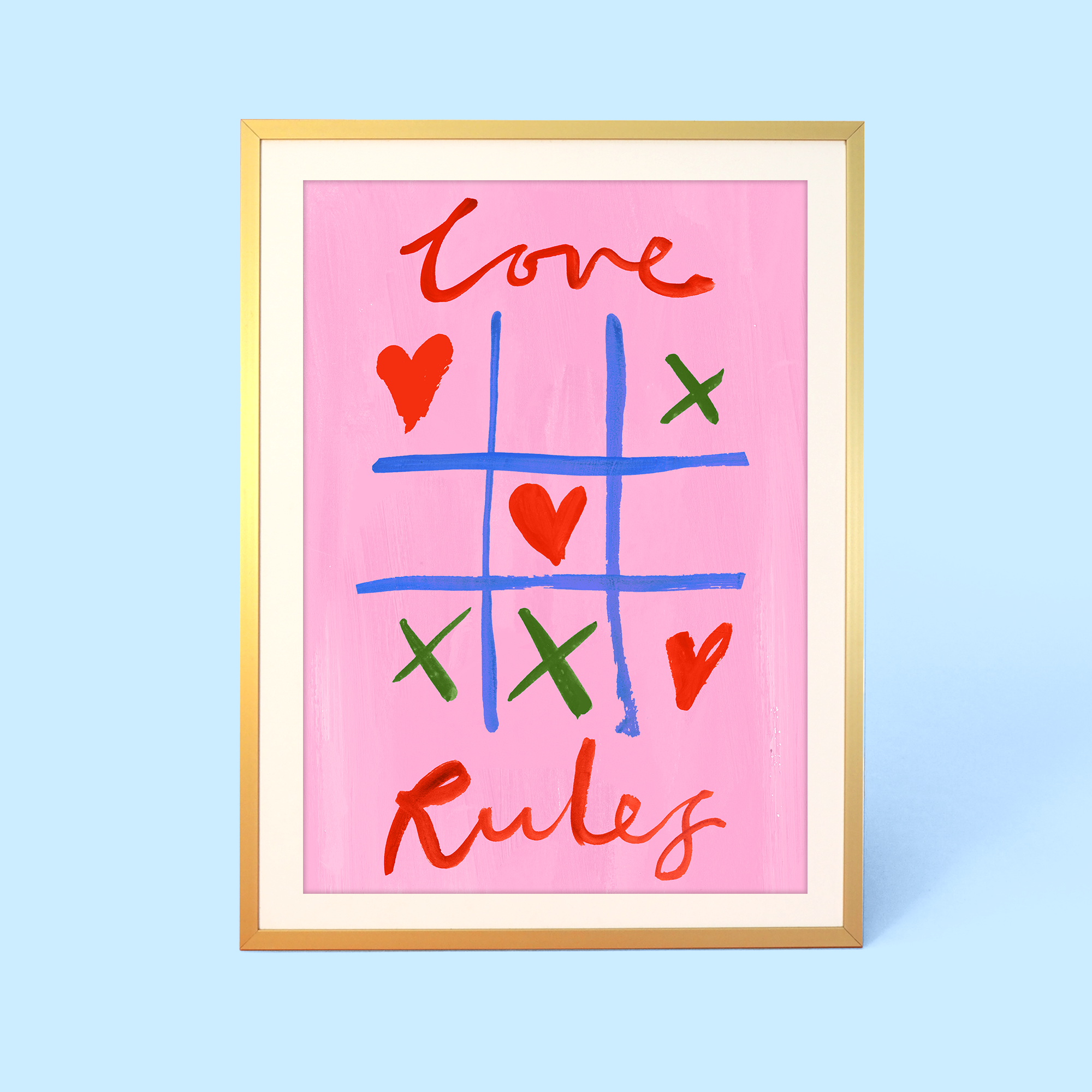 Love Rules Hearts & Crosses Print