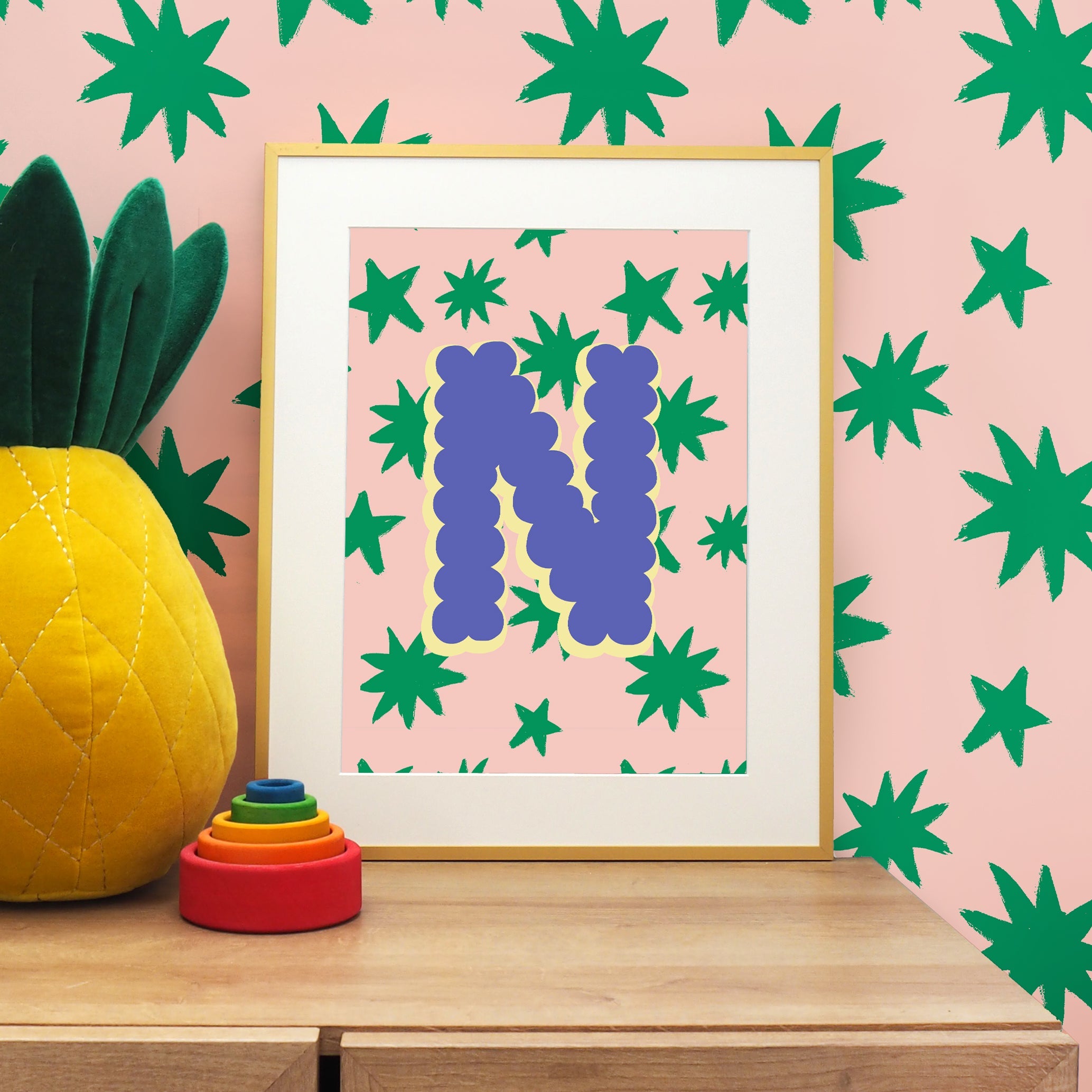 Painted Stars Scallop Initial Print