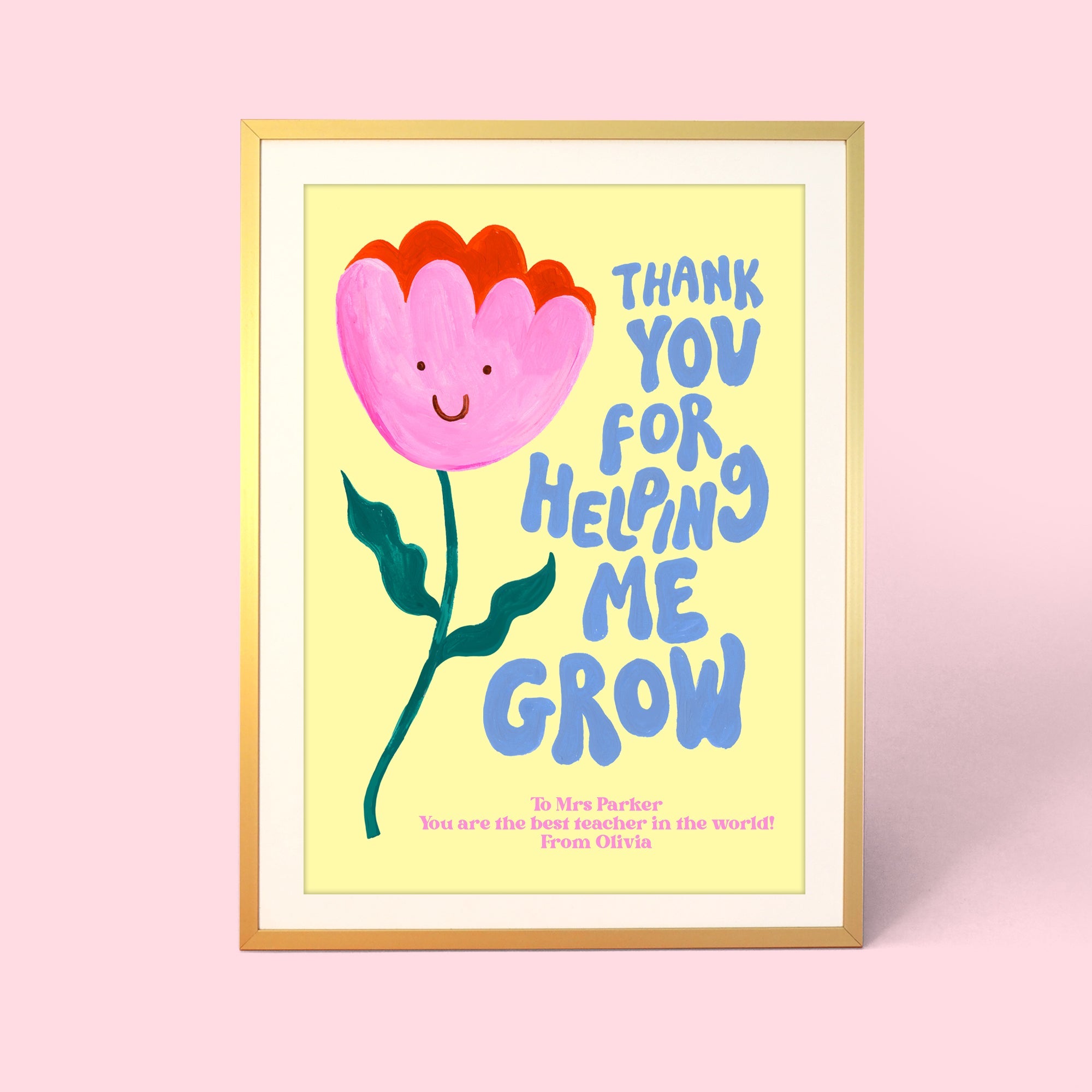 Thank You For Helping Me Grow Personalised Print