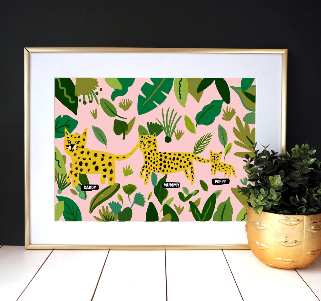 Leopard Family Personalised Print