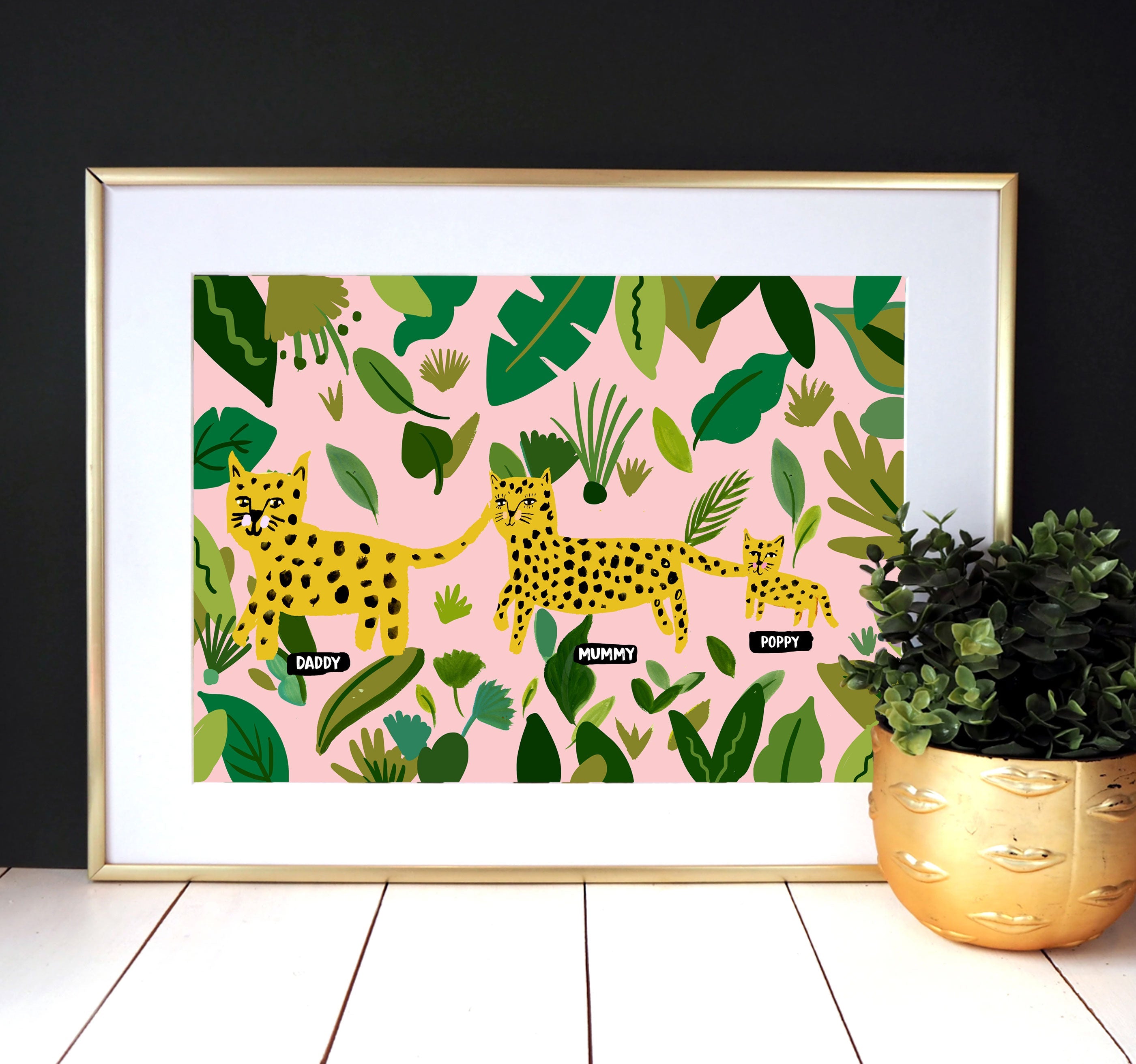 Leopard Family Personalised Print